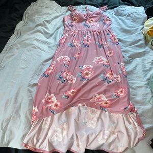 Large floral pink dress